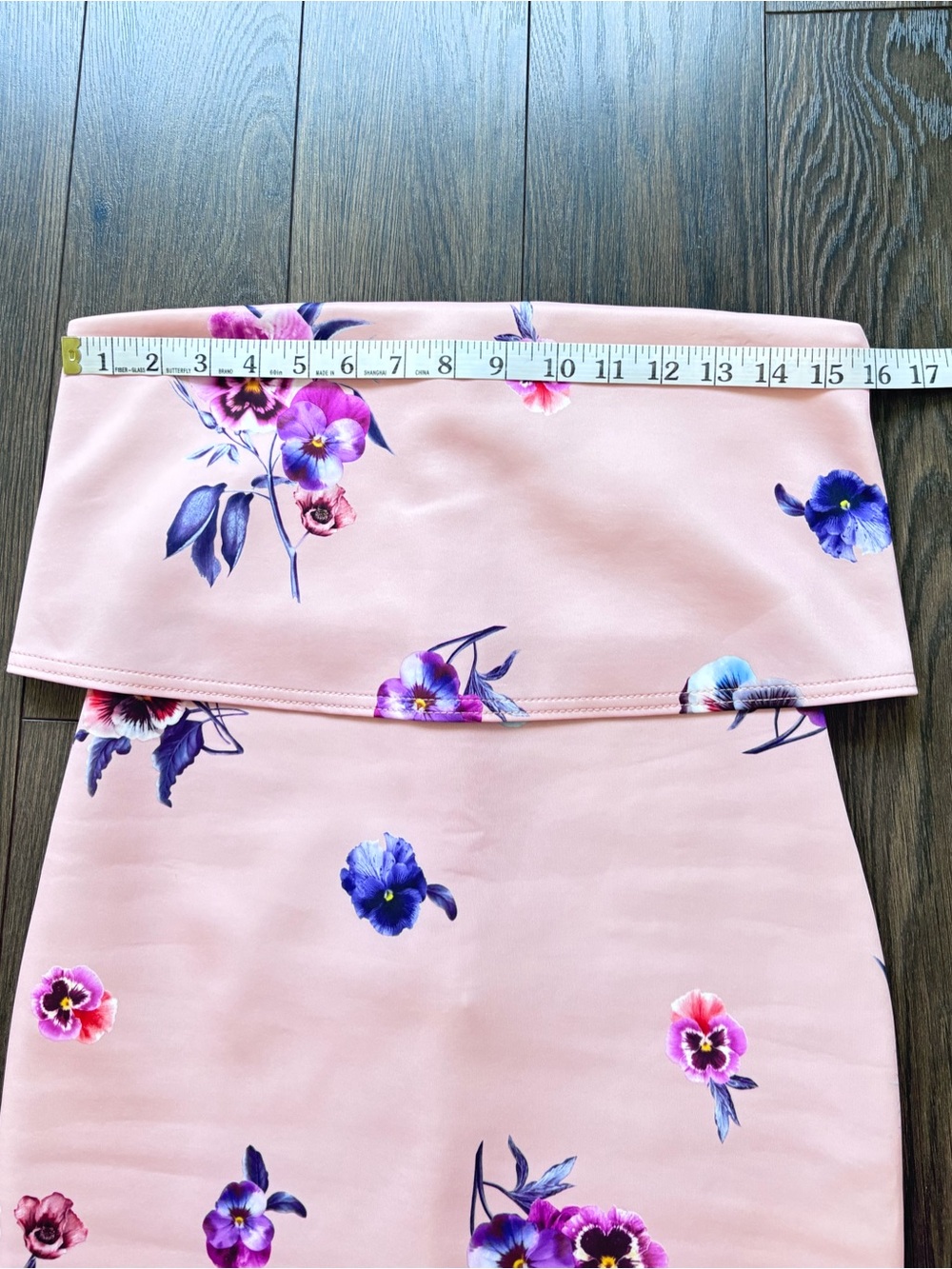 ASOS Floral Strapless Fold-Over Midi Bodycon Dress Pink Size 6 - Picture 5 of 10